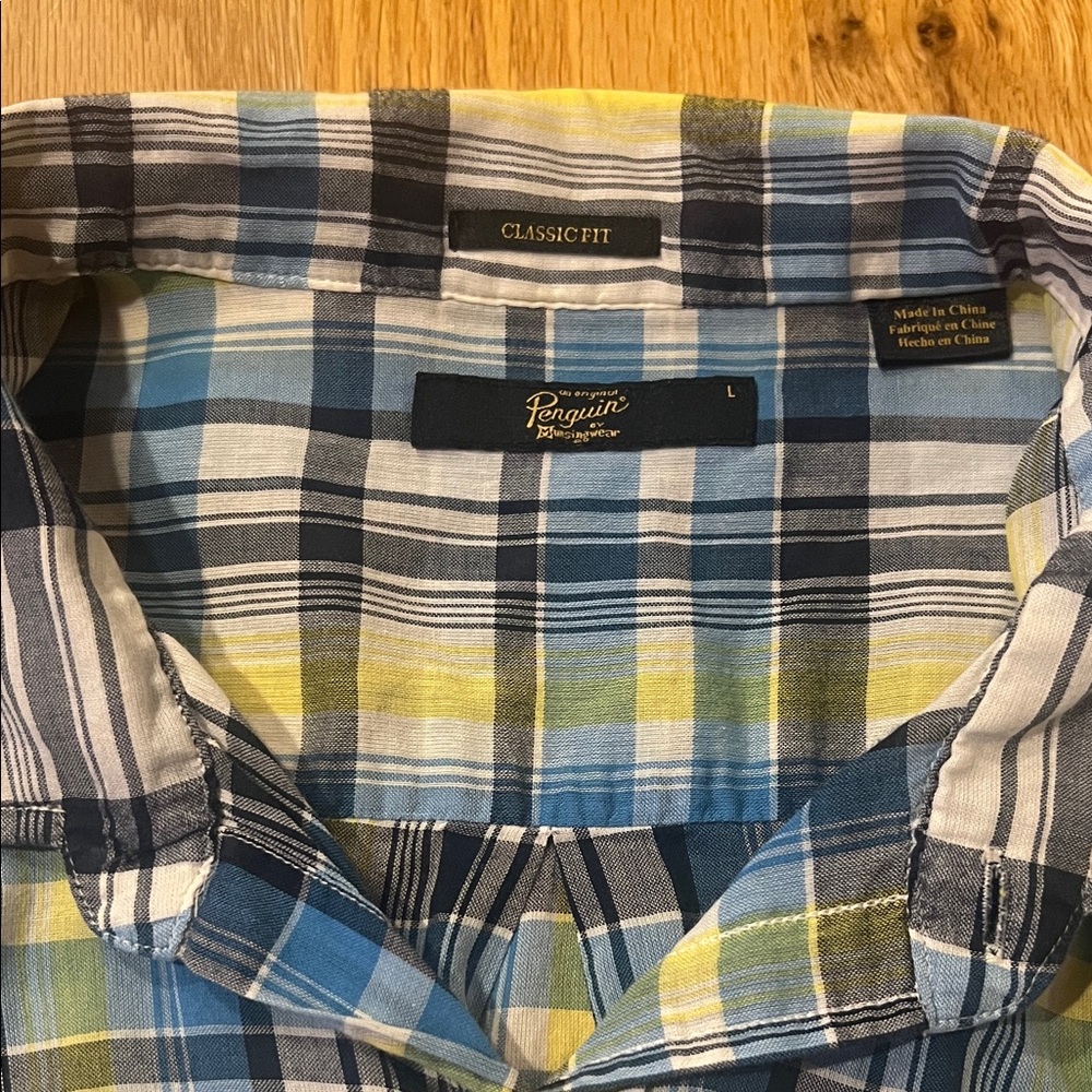 Original Penguin Men's Checkered Shirt - Blue and Yellow